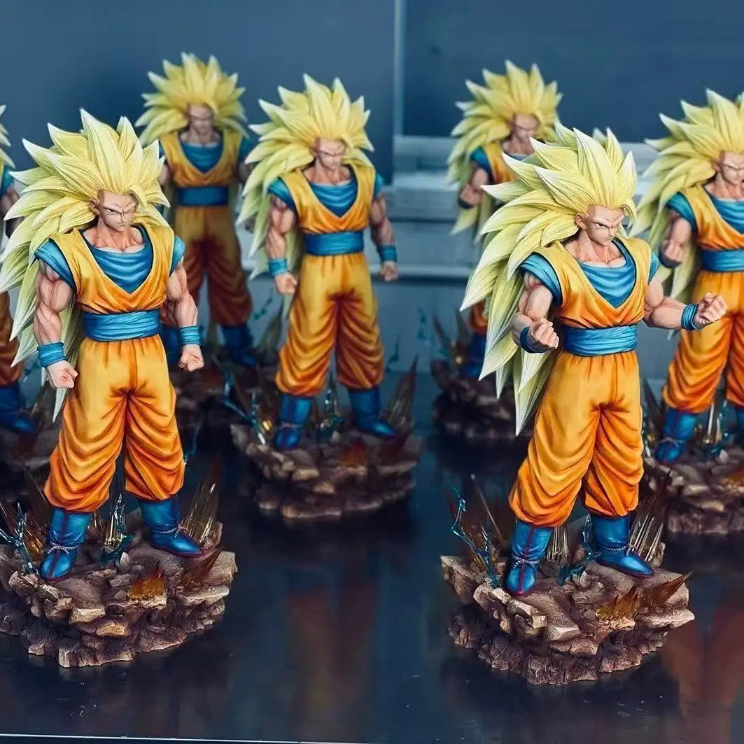 35cm/13.78inch Dragon Ball Z Son Goku Ssj3 Figure LED base Super Saiyan 3 Goku Pvc Action Figures Collection Model Toys Gifts