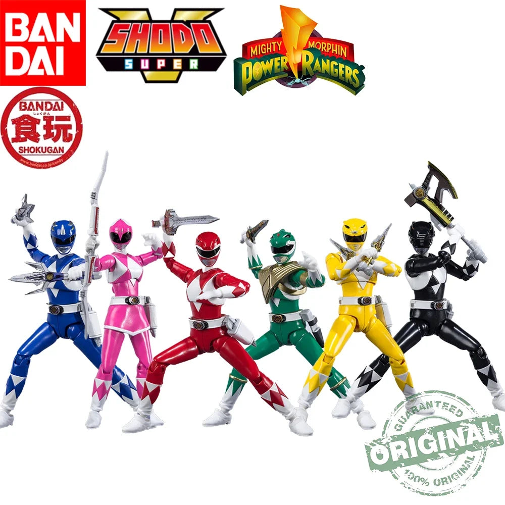 In Stock Original Bandai Shodo Super Kyouryuu Sentai Zyuranger Mighty Morphin Power Rangers Collectible Action Figures Model Toy