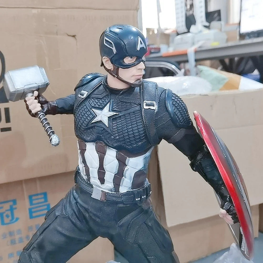 58cm The Avengers Figure Captain America Standing Posture Model Resin Anime Action Series Desktop Ornaments Holiday Gifts Toy