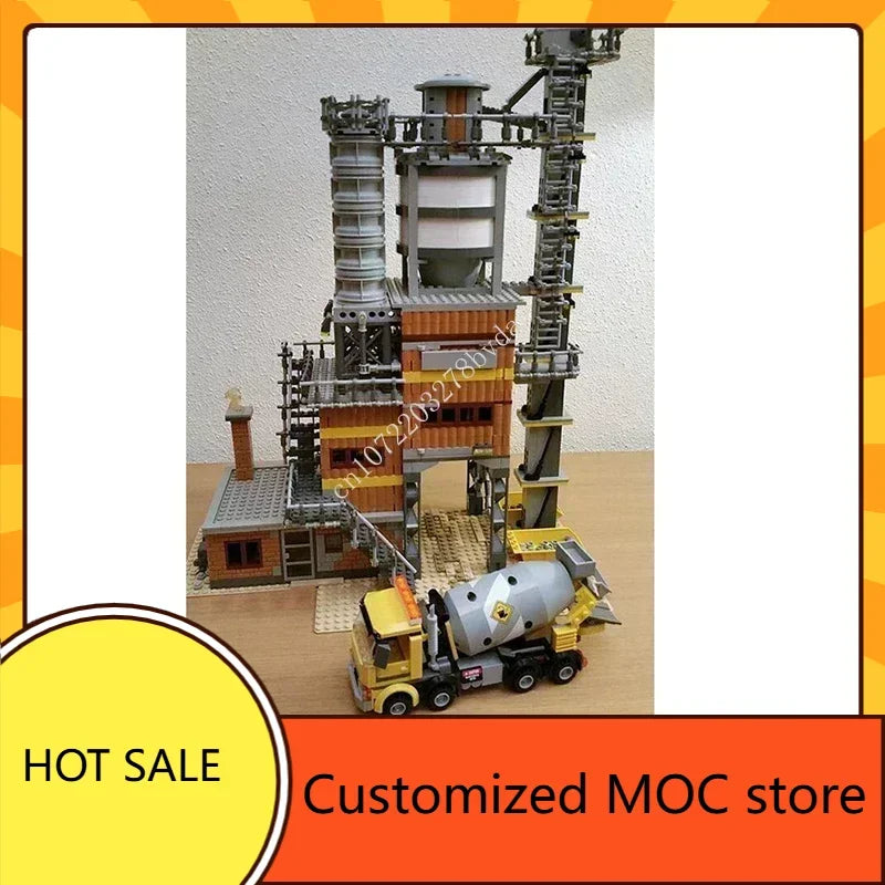 Concrete Mix Plant Hot City MOC streetview Model Puzzles Architecture DIY Creative Birthday Assembly Toys Christmas Gift for Age