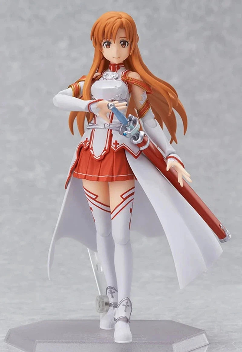 15CM Anime Figure Sword Art Online Yuuki Asuna Action Figure Standing Figure Toy with Action Face Swap PVC Collectible Gift