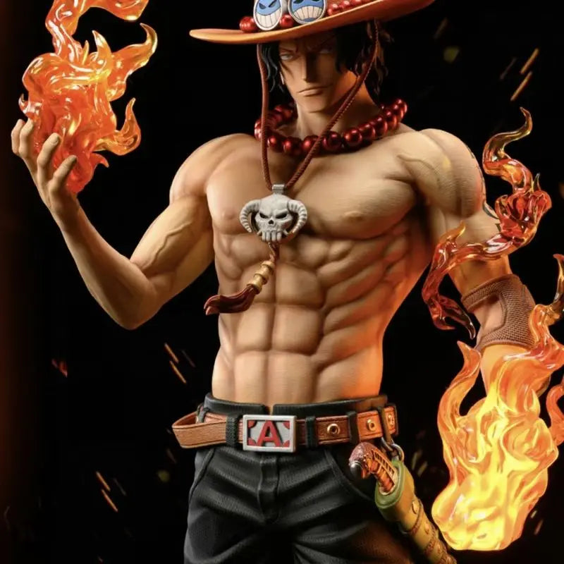 70cm One Piece Dreamy Ace Sparkling Handheld Anime Peripheral Desktop Ornament Statue Toy Festival Gift