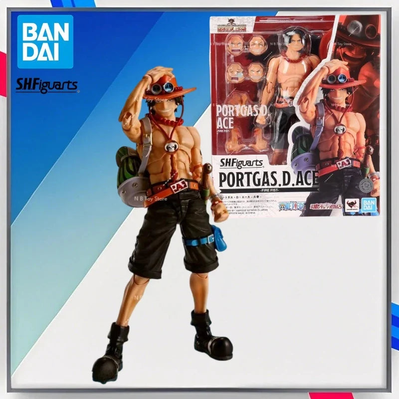 In Stock Bandai SHF Pirates One Piece Portkaras  Ace Fire Fist Top War Joint Moving Genuine Figures Actual Doll Collection Gifts