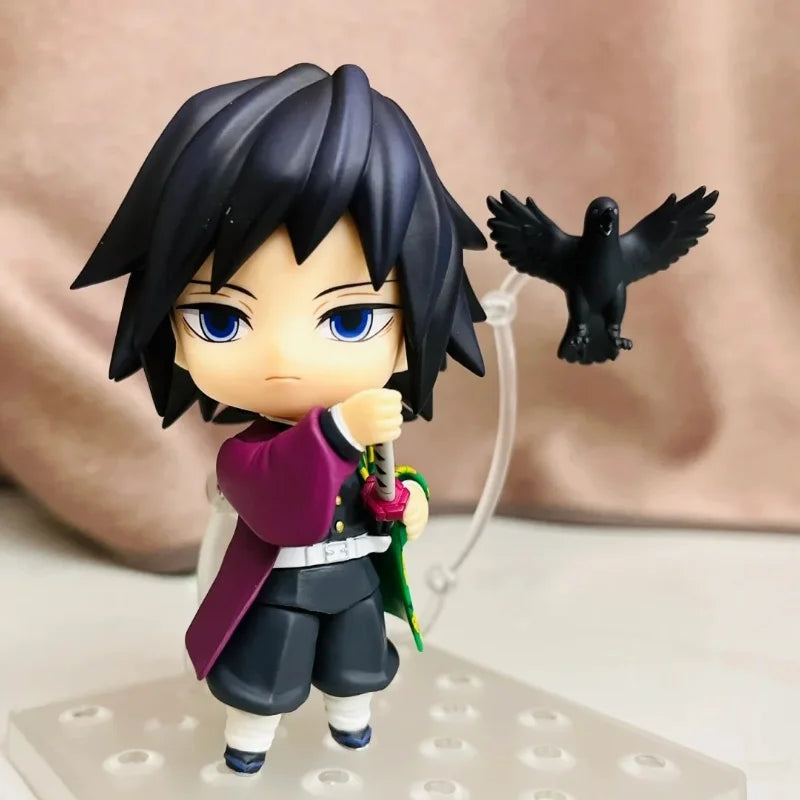 In Stock Genuine Demon Slayer Tomioka Giyu Q Version Anime Action Figure 3 Replace Faces Kawaii Collectible Model Toy Ornament