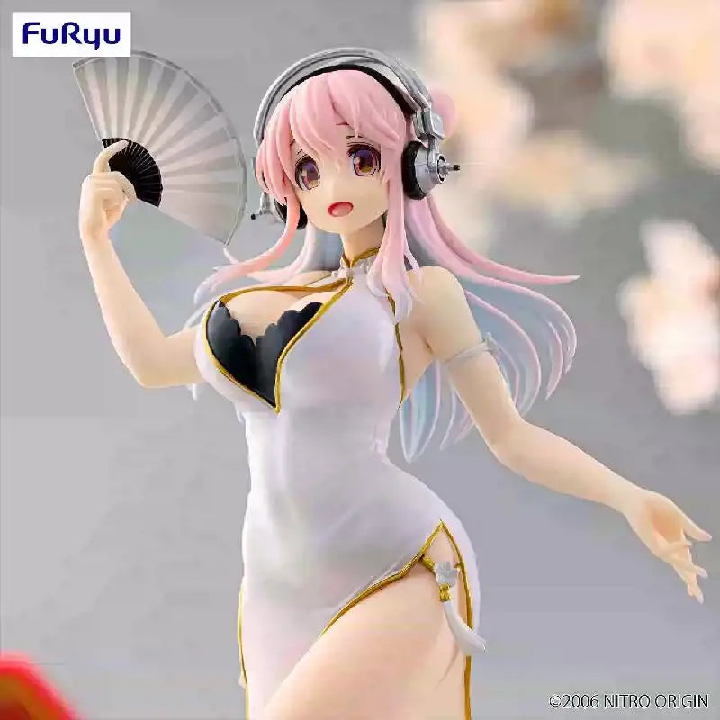 [Original Genuine] In Stock Furyu Super Sonico Trio-Try-It Figure White China Dress Anime Figure Model Collector Figurine Toys