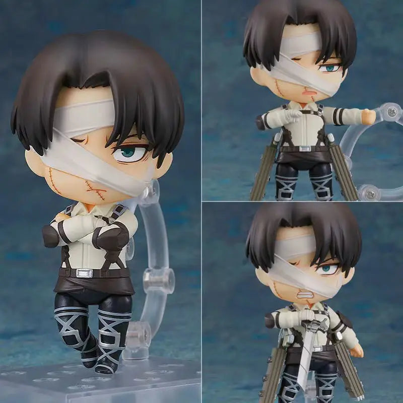 Attack on Titan 365 Mikasa Ackerman Captain Levi Q version clay boxed figure ornament animation doll toy movable figure