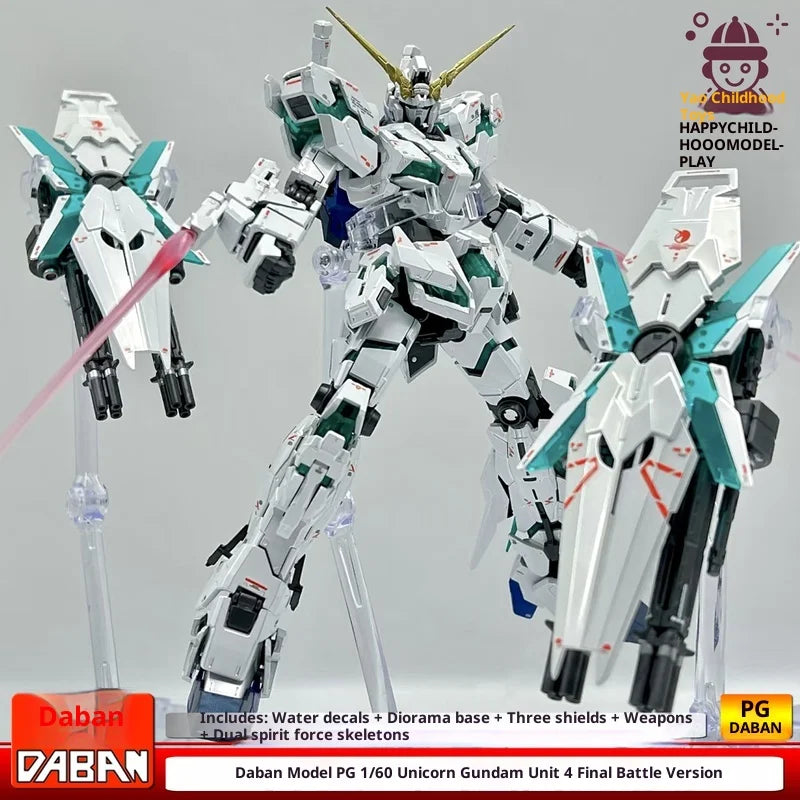 2025 New Daban Pg1/60 Unicorn Iv Final Battle Three Shields Water Decal Mecha Assembly Model Toy Collectible Action Figure Robot