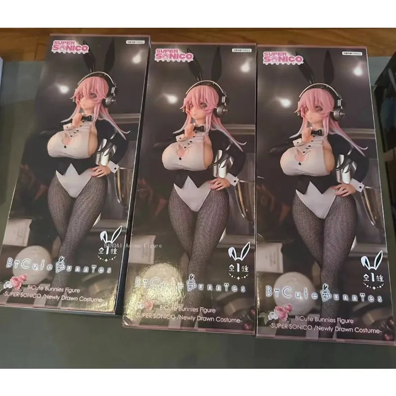 In Stock Original Genuine FuRyu 30cm Super Sonico Bicute Bunnies Figure PVC Anime Model Collectible Cute Model Toys for Gifts