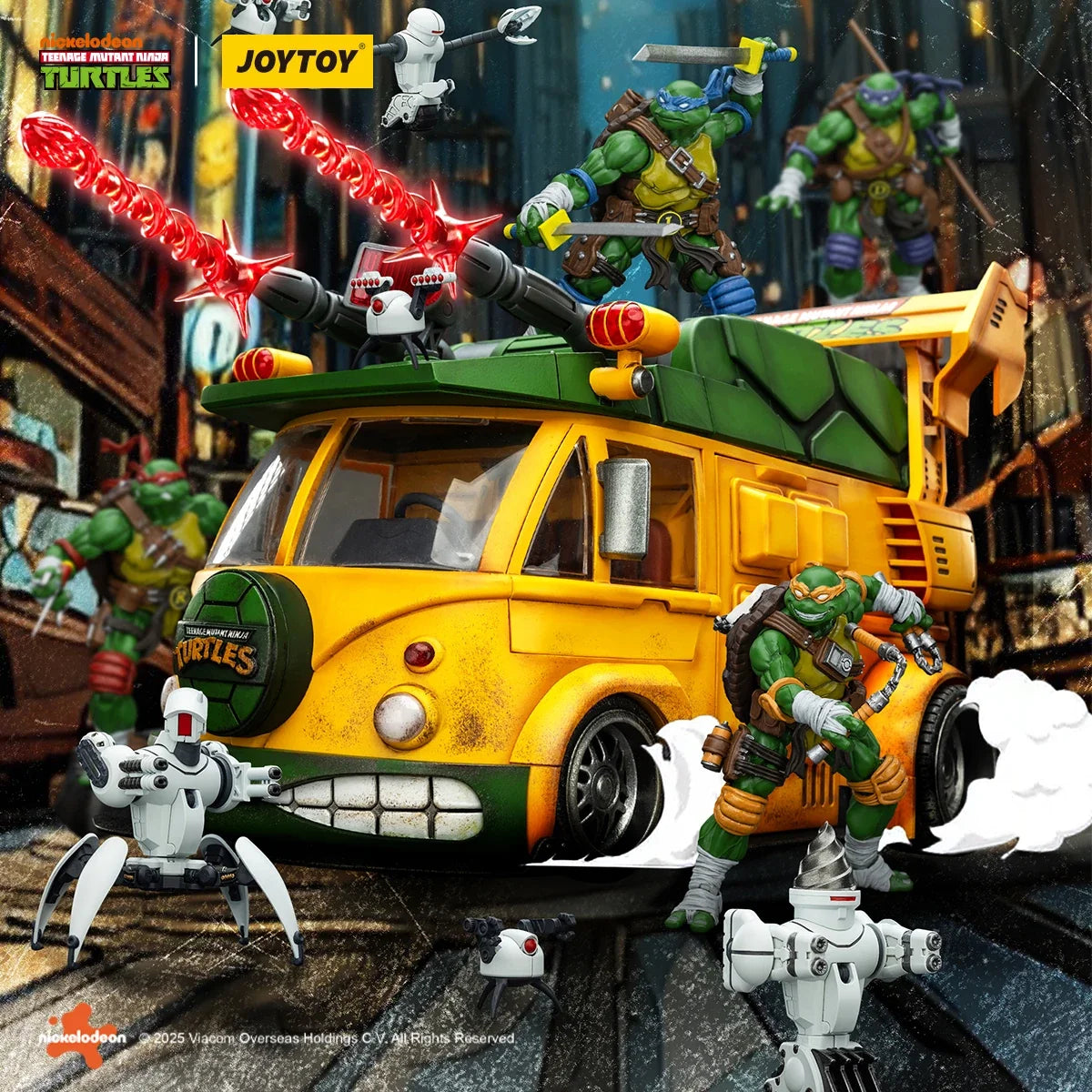 【MT】Pre-sale JOYTOY TMNT-Turtle Van TMNT-Roadkill Rodney 2PCS 1/18 Action Figure Toy Collection
