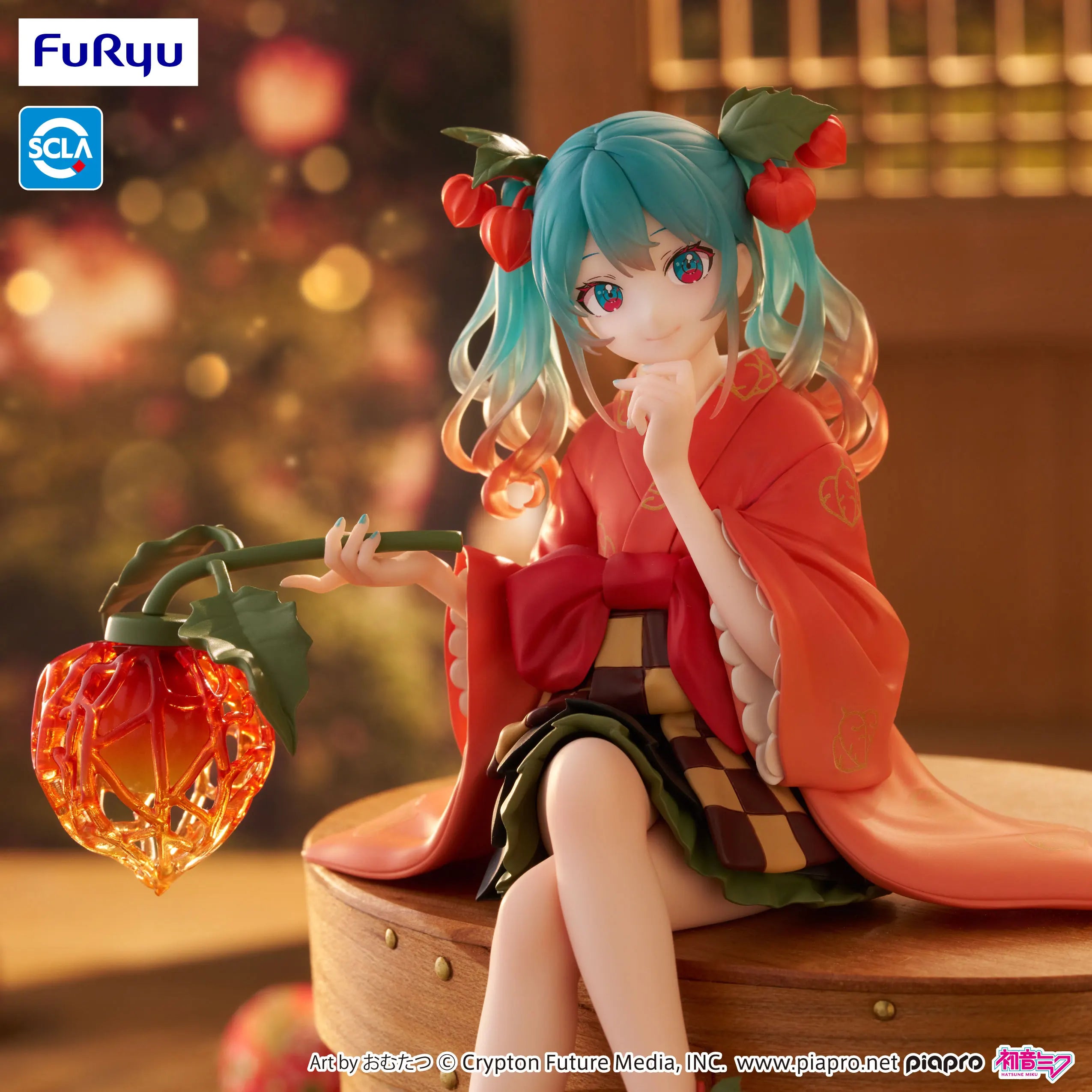 Original BANDAI FuRyu Hatsune Miku Noodle Stopper Anime Figure Toys Flower Fairy Winter Cherry Action Figurine Doll Gift