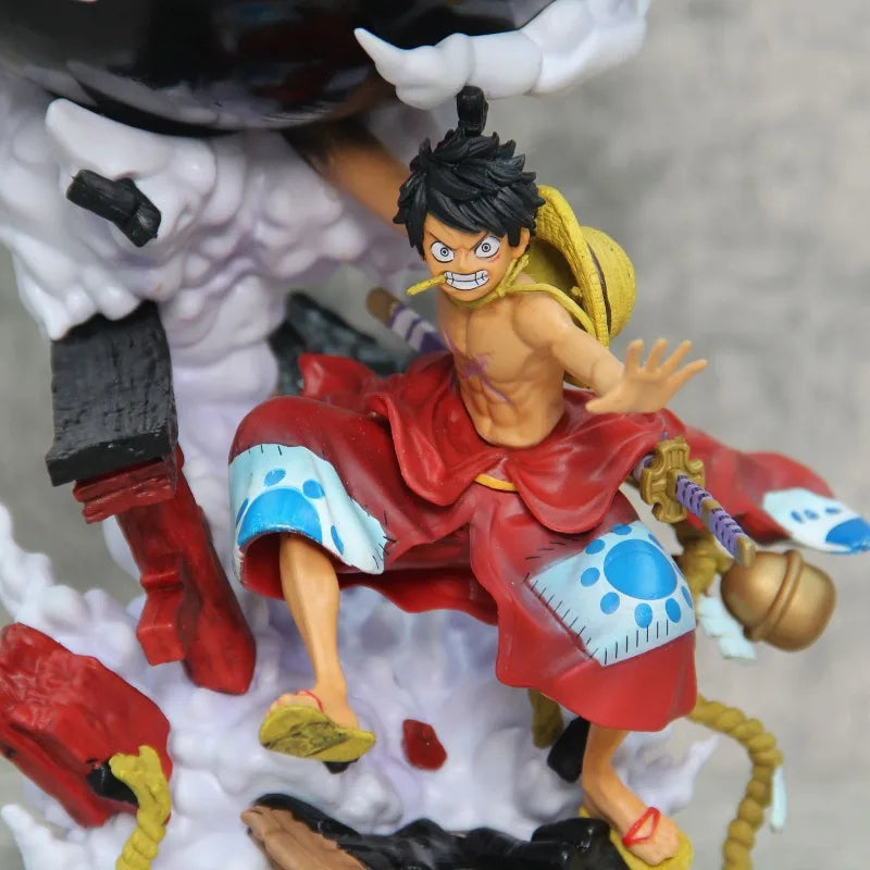 39cm ONE PIECE Figure Monkey D. Luffy Three Levels GK Anime Collection Model Desktop Ornament Decorations Children Toys Gifts