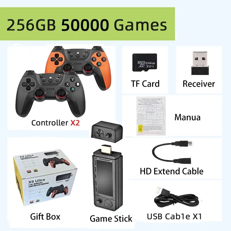 X9 Ultra Retro Video Game Console Game Stick HDMI Wireless Controller Home Game Console 3D HD 4K TV Game Retro Games Stick Gifts