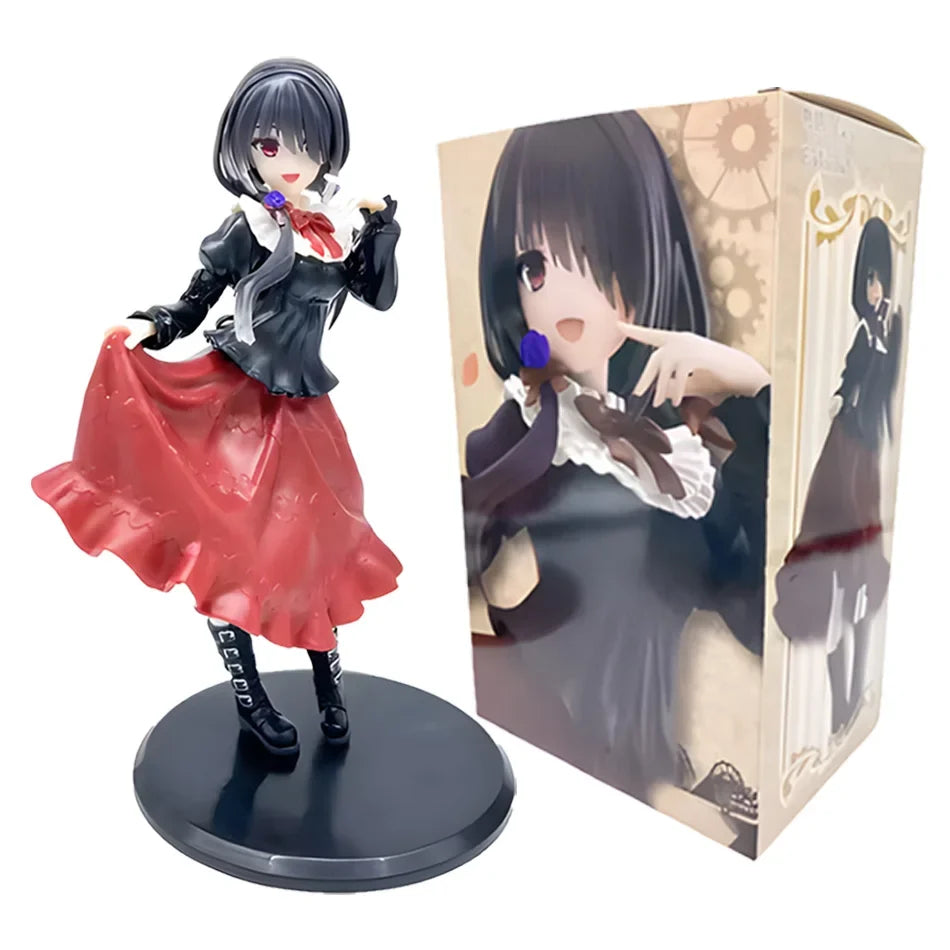 New DATE A LIVE Tokisaki Kurumi Anime Figure Cute Girl Model Toy PVC Black Dress Dress Up Standing Model Car Model Ornaments Toy