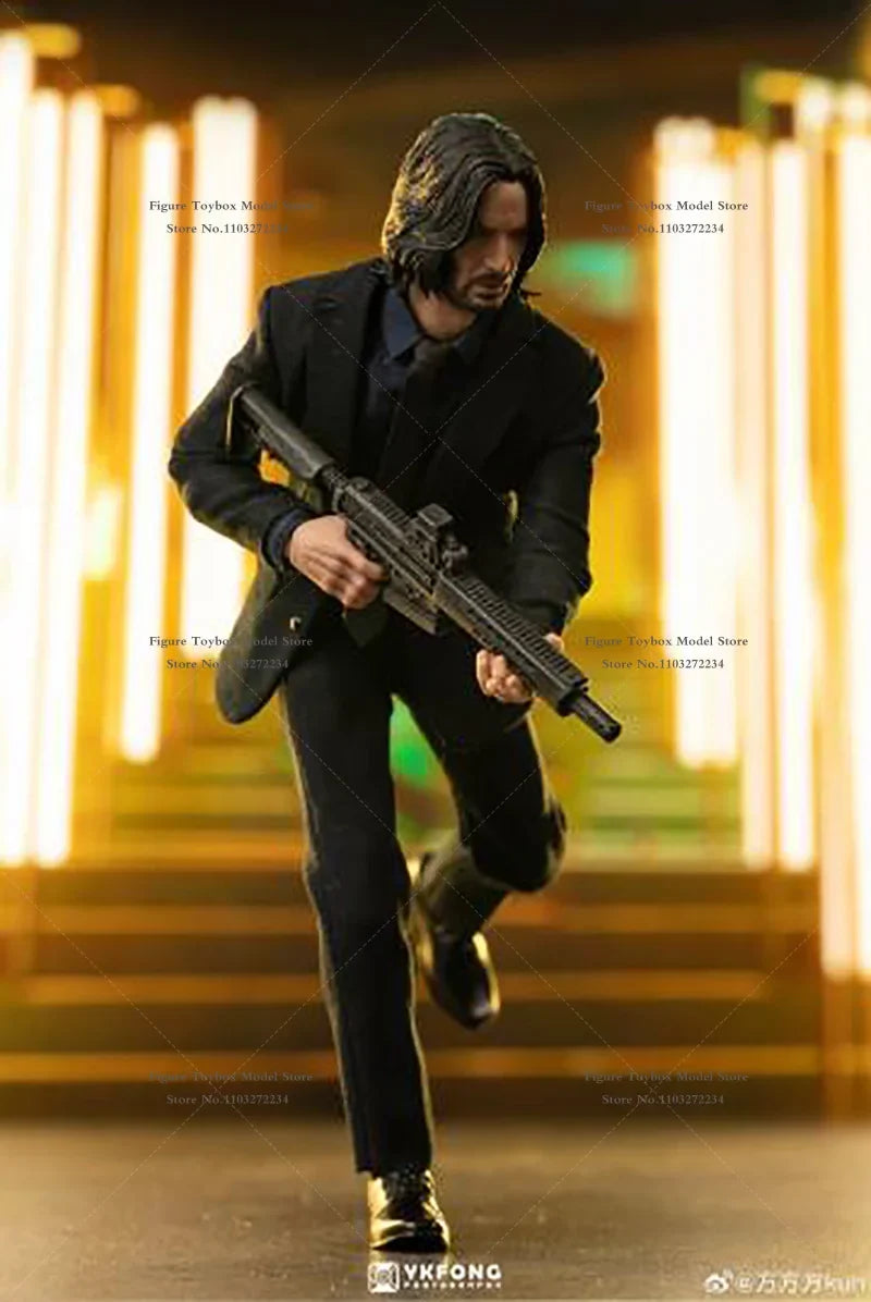 AT Custom Original 1/12 Keanu Reeves Suit Cloth Movable Man Action Figure John Wick：Chapter 4 Movie Original Mini 6" Soldier