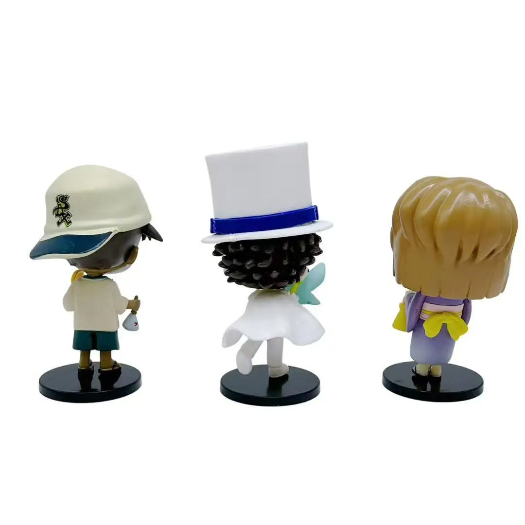 6pcs/set Detective Conan Q Version Action Figures Set Anime Model Dolls of Conan Edogawa And Haibara Ai Kids Toys Cake Toppers