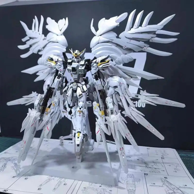 New Daban 8827 1/100 Mgsd Flying Wing Snow White Kitty Pre-Board Spray Zero Model Kit Action Figure Toy Surprise Birthday Gifts