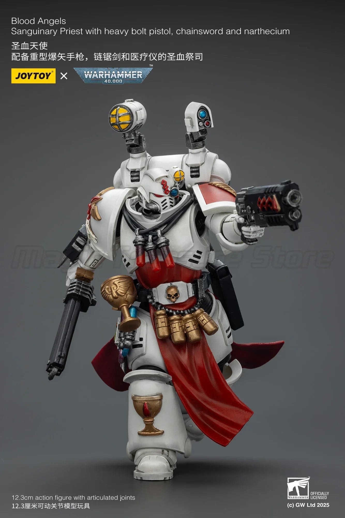 【MT】JOYTOY Warhammer 40K 1/18 Figure Blood Angels Sanguinary Priest with Heavy Bolt Pistol Chainsword and Nartheci