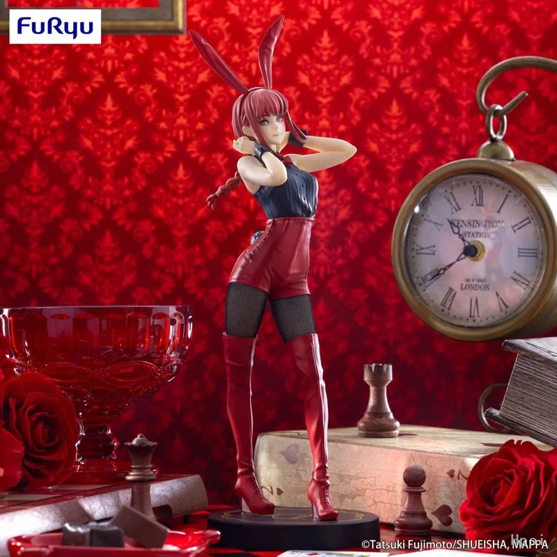 In Stock Genuine Furyu Chainsaw Man Bicute Bunnies Makima Red Bunny Power Blue Version Pvc Model Anime Collectibles Figure Toys