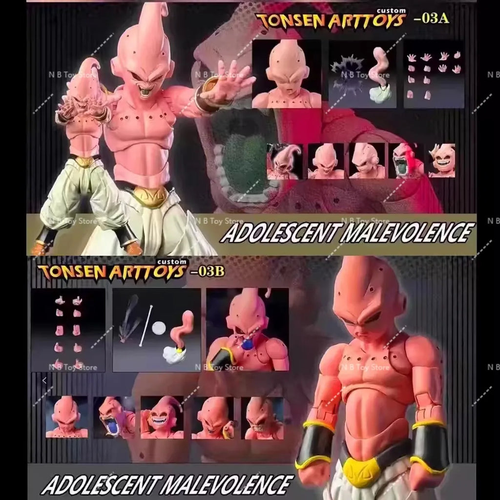 Dragon Ball Tonsenarttoys Shf Adolescent Malevolence Majin Buu Boo Kid Tonsen Arttoys Anime Action Figures Model Collector Toys