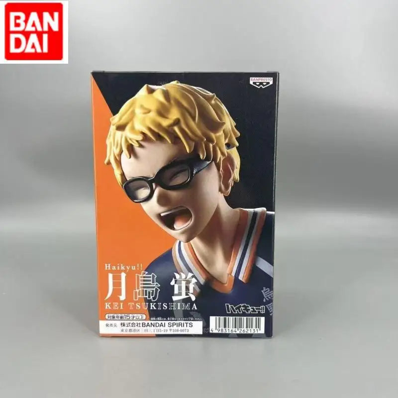 In Stock Genuine Banda Banpresto Haikyuu!! Kei Tsukishima PVC Posing Figure Model Original Anime Desktop Ornament Doll Toys Gift