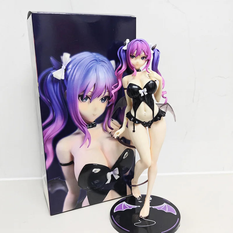 GW Momoko Süßer Anime-Sukkubus Figur PVC Sammlerstück Lila Haar Anime Mädchen Figur Schreibtisch Deko für Anime Otaku Fans