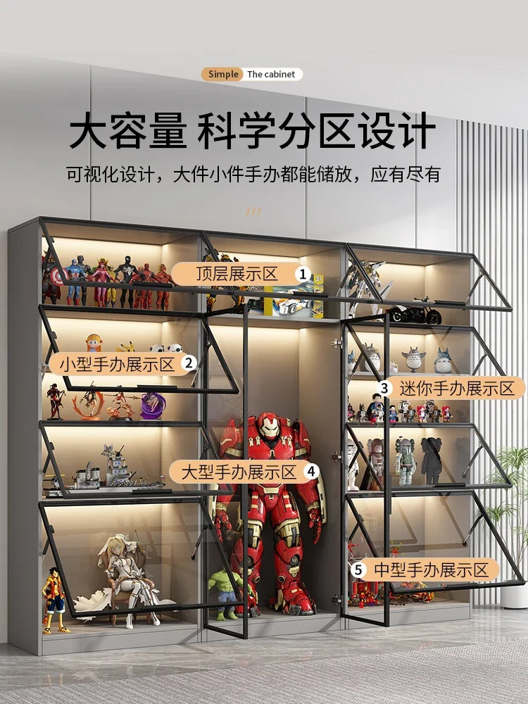 Customized Bookcase Glass Door Dust-proof Bookshelf Figure Lego Model Display Home Living Room Display Wine Cabinet Transparent