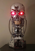 NEU 1:1 T800 T2 Totenkopf Terminator Endoskelett lebensgroße Büste Actionfigur Harz-Replika Modell Spielzeugsammlung Geschenk LED-AUGEN