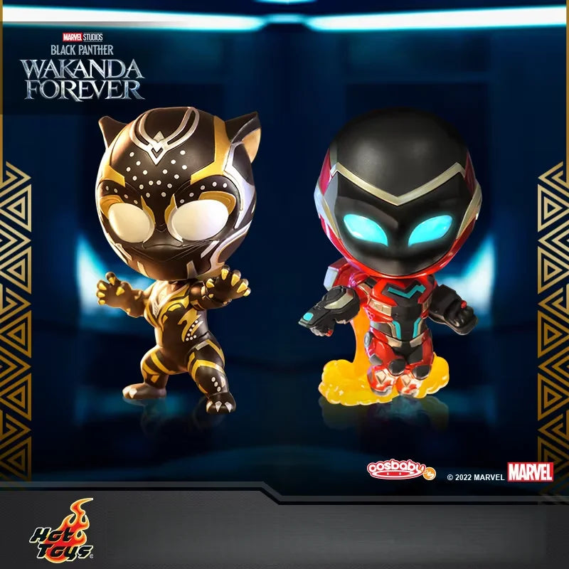 Hot Toys Black Panther 2 Steel Heart Purple Panther Popcorn Movie Kid Movbi Leopard Q Edition Ornament Mini Collection Doll Toy