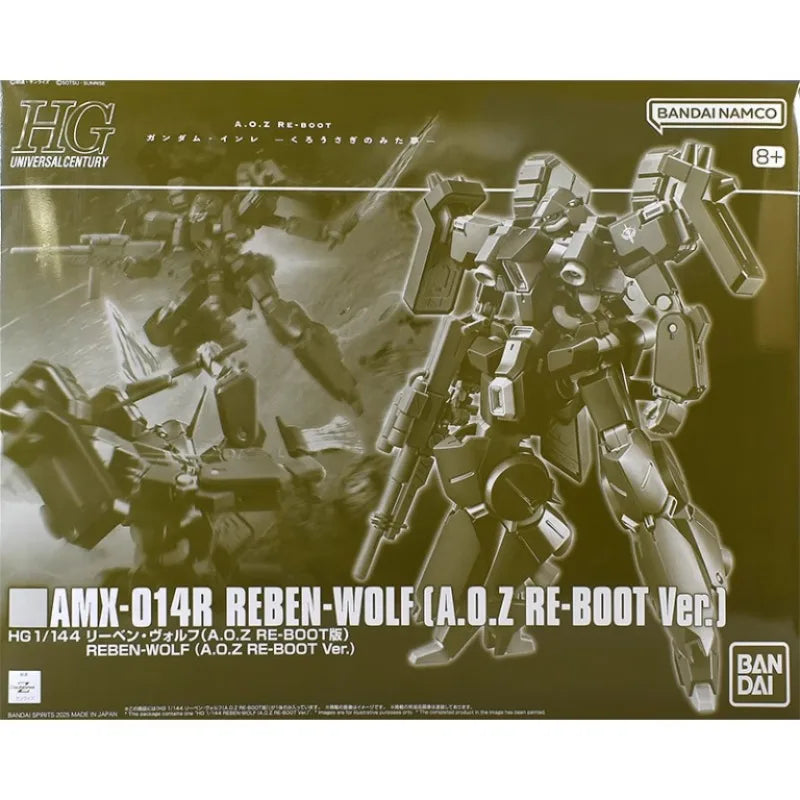 Bandai Genuine HGUC AMX-014R REBEN WOLF A.O.Z RE-BOOT Gundam Anime Action Figure Collectible Assembly Model Toys Gift Children