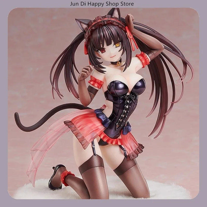 17cm Date A Live Kurumi Cat Ear Ver Pajamas Kneeling Pose Anime Figure Statue Desktop Decoration Gift