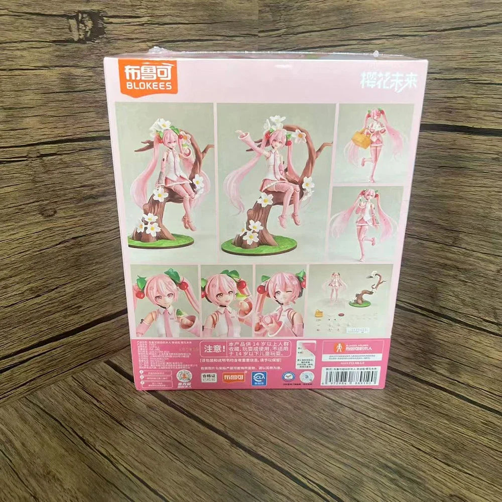 Original Blokees Hatsune Miku Cherry Blossom Future Series Action Figures Cartoon Fashion Trend Model Toys Desktop Display Gifts