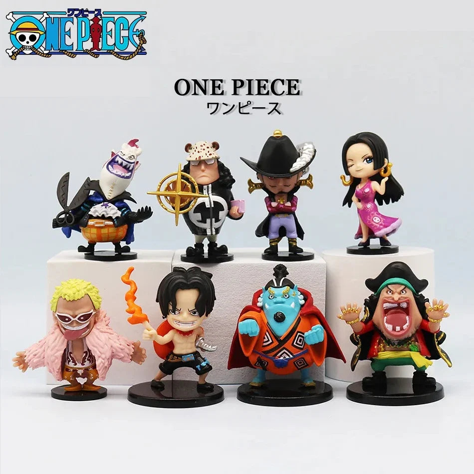 8pcs Anime One Piece Figures Model Dolls Toys Cute Luffy Oka Shichibukai Ace Boa Hancock Jinbe Collection Toys Full Set Hot Sale