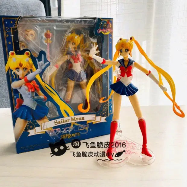 15cm Anime Pretty Guardian Sailor Moon PVC Action Figure SHF Model Toys Tsukino Usagi Movable Kawaii Doll Ornament Children Gift