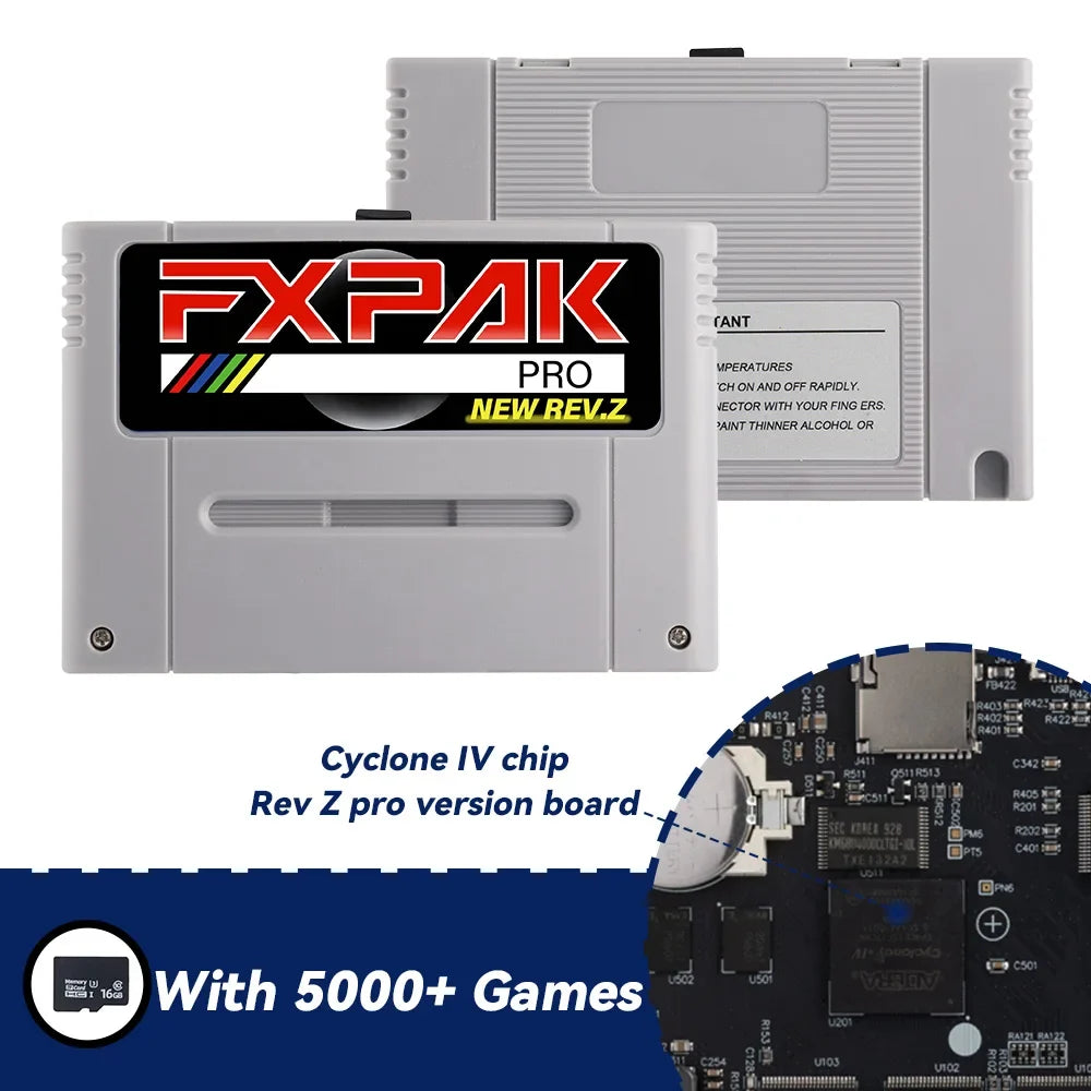 Rev. Z FXPAK Version Pro 5000 in 1 For SNES 16 Bit Video Game Console with 16G Card Gift FOR Cyclone Chip