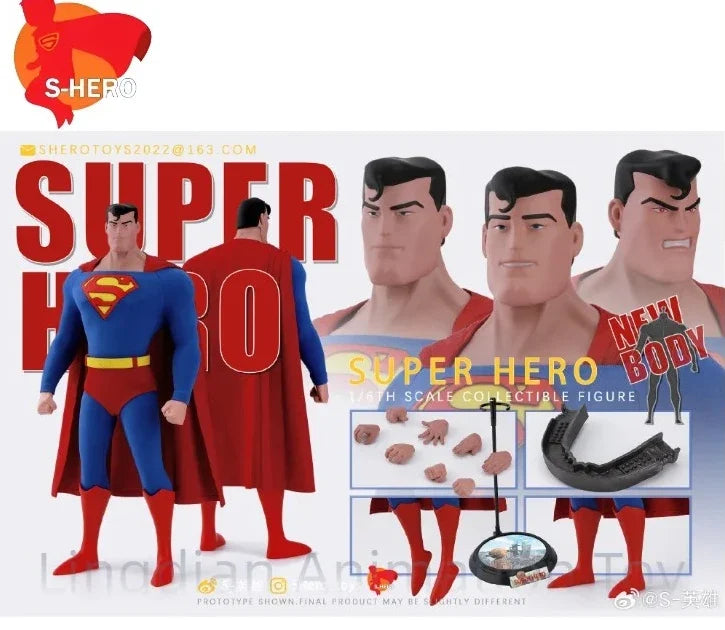 S-hero 1/6 Scale Animated Version of Batman Night Knight Superman Action Figure SH004 SH005 Ready-made Model Toy Collection Gift