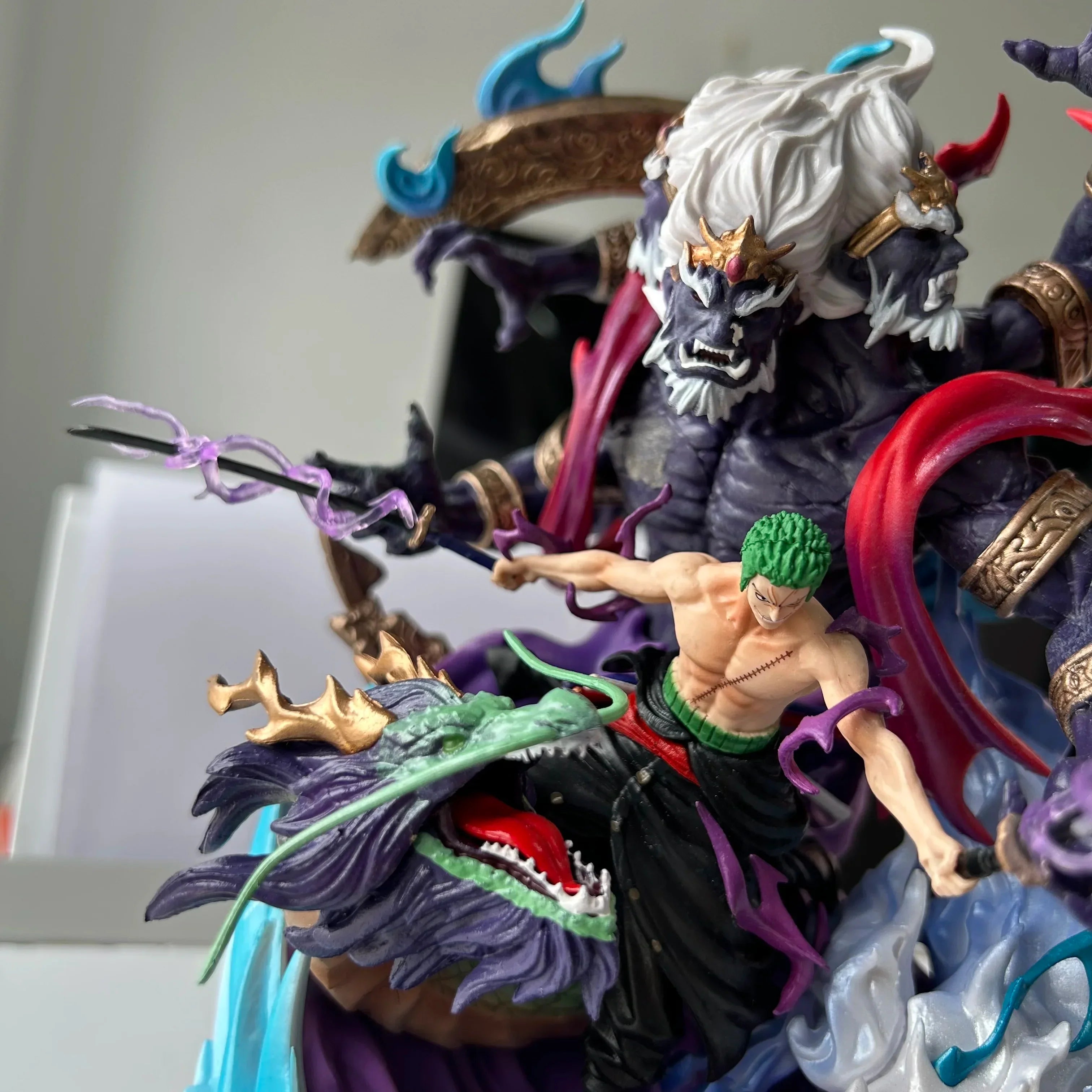 21cm One Piece Anime Figure Roronoa Zoro Statue 2 Heads King of Hell Action Figure Manga Collection Pvc Model Doll Kid Gift Toys