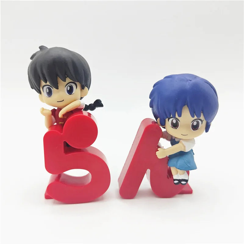 Aixlan 4PCS Ranma 1/2 Figure Ranma Tendou Akane Q Version Cute PVC Action Figure Amine Christmas Gift Collectible Figurine