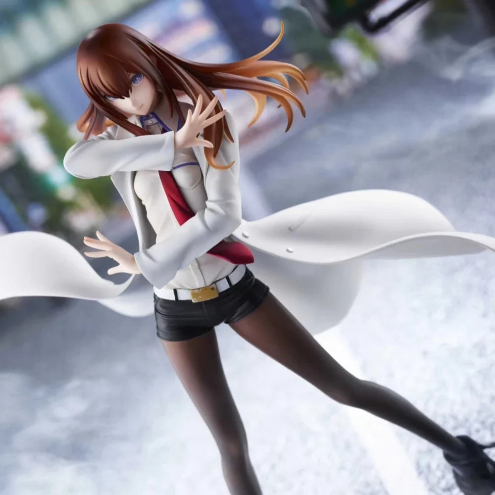 22.5CM Anime Steins;Gate Makise Kurisu Dream Tech Figure 1/7 White Coat Style Standing model toy doll Aciton Figure PVC