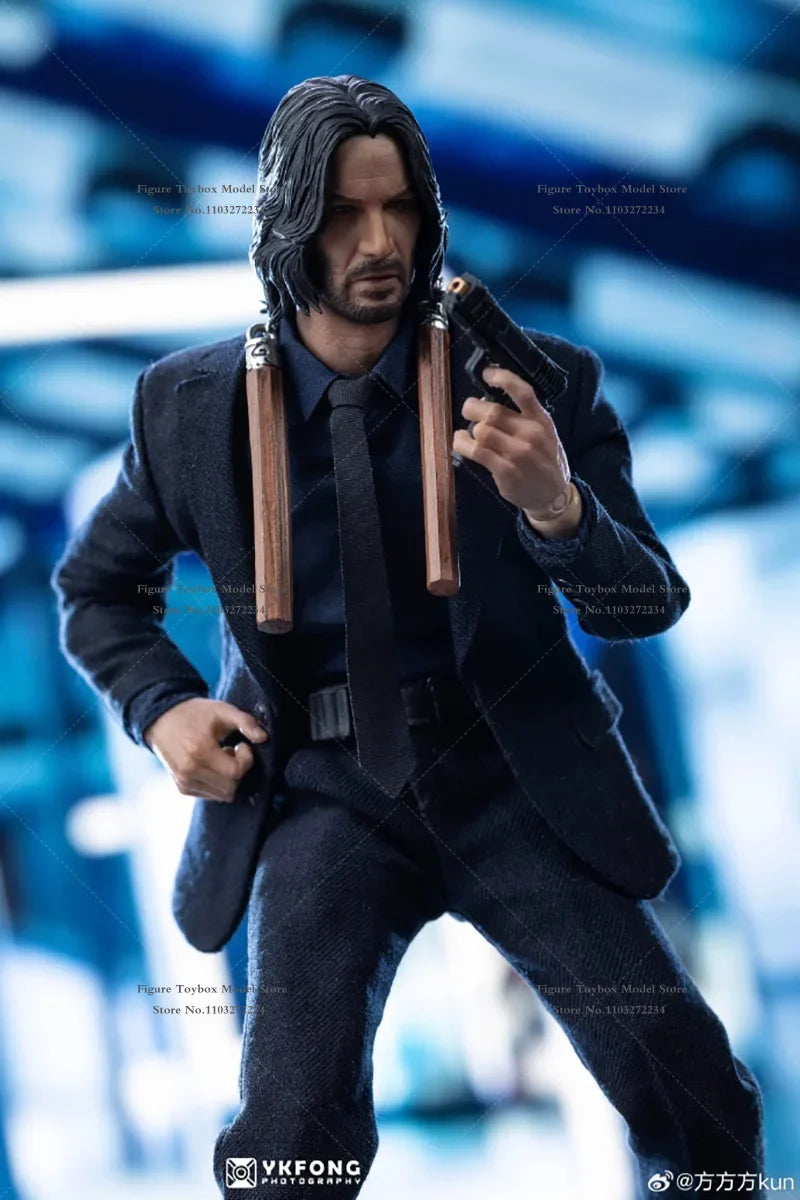 AT Custom Original 1/12 Keanu Reeves Suit Cloth Movable Man Action Figure John Wick：Chapter 4 Movie Original Mini 6" Soldier