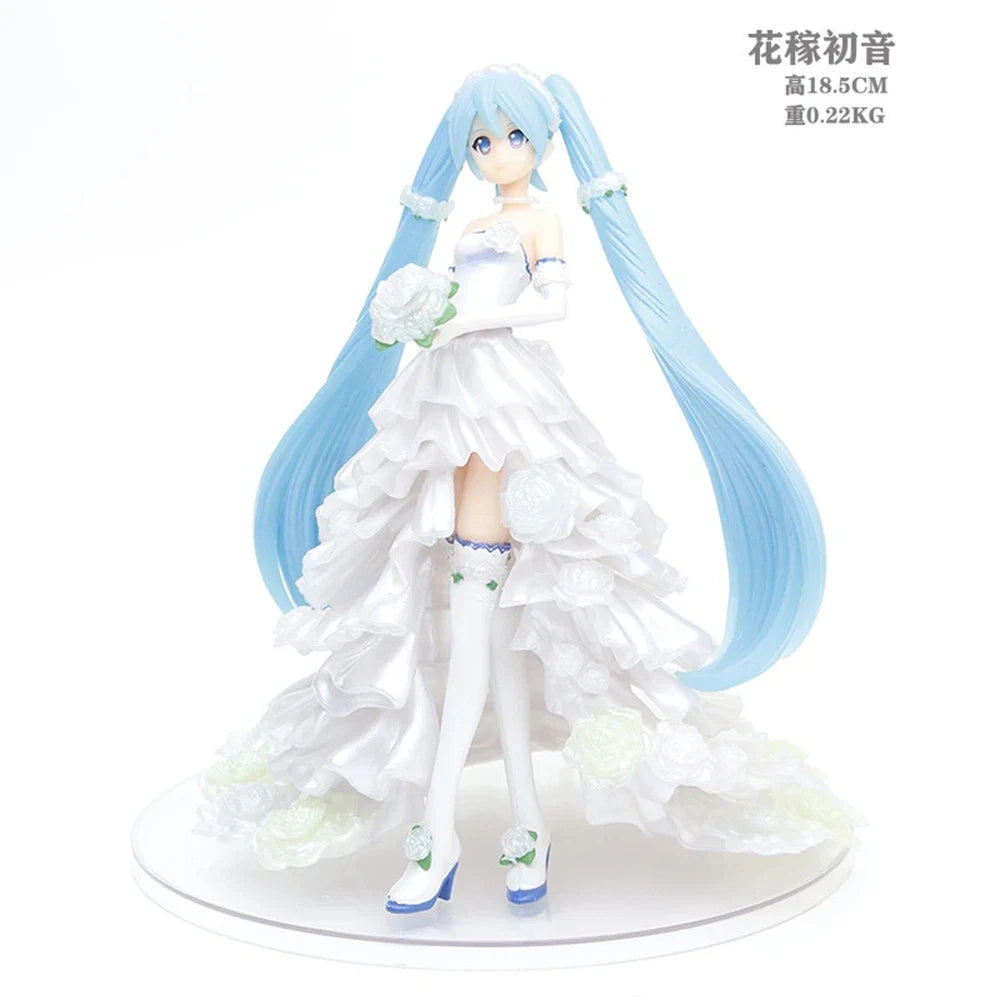 20CM Anime Hatsune Miku Figure 1/7 Wedding Dress Ver Flower Wedding Model Toy Gift Collection Action Figure PVC