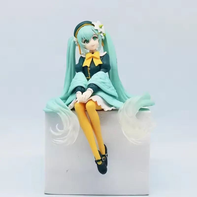 2025 New 15CM Anime Early Spring Sanmi Baihe Fairy Sitting posture Q version Kawaii Handmade Ornament PVC Model Toy Doll Collect