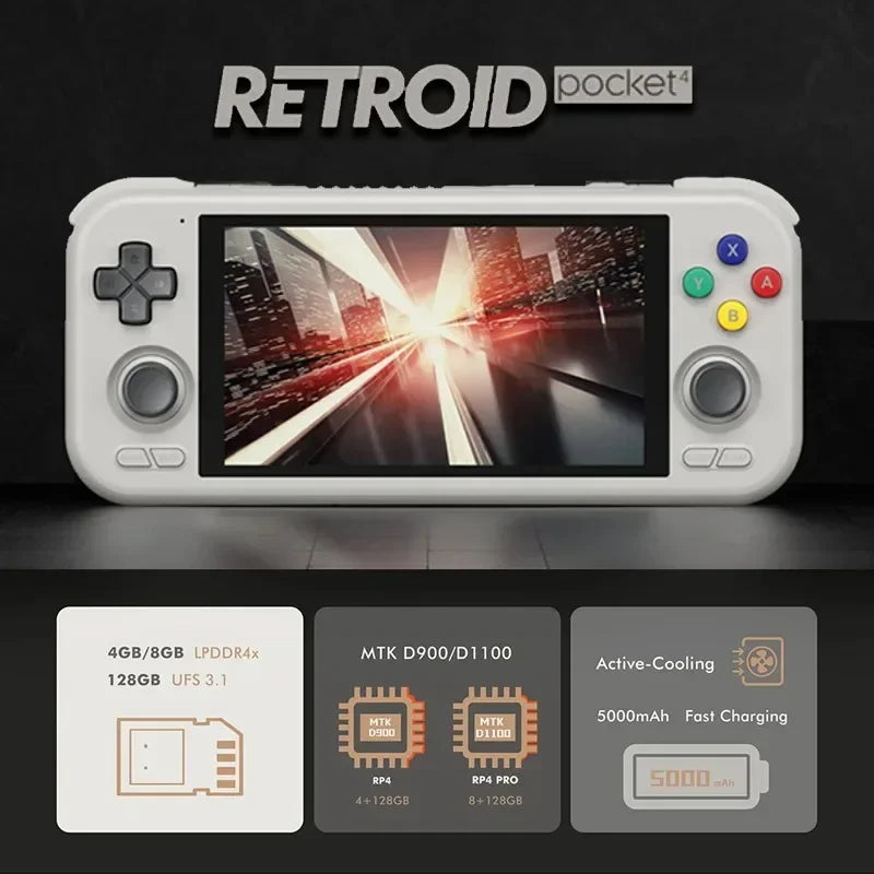 Retroid Pocket 4 Pro Handheld Video Game Console 4.7" 8G128GB WIFI6.0 RP4 Android 13 512g Console PSP PS2 Video Game Player Gift