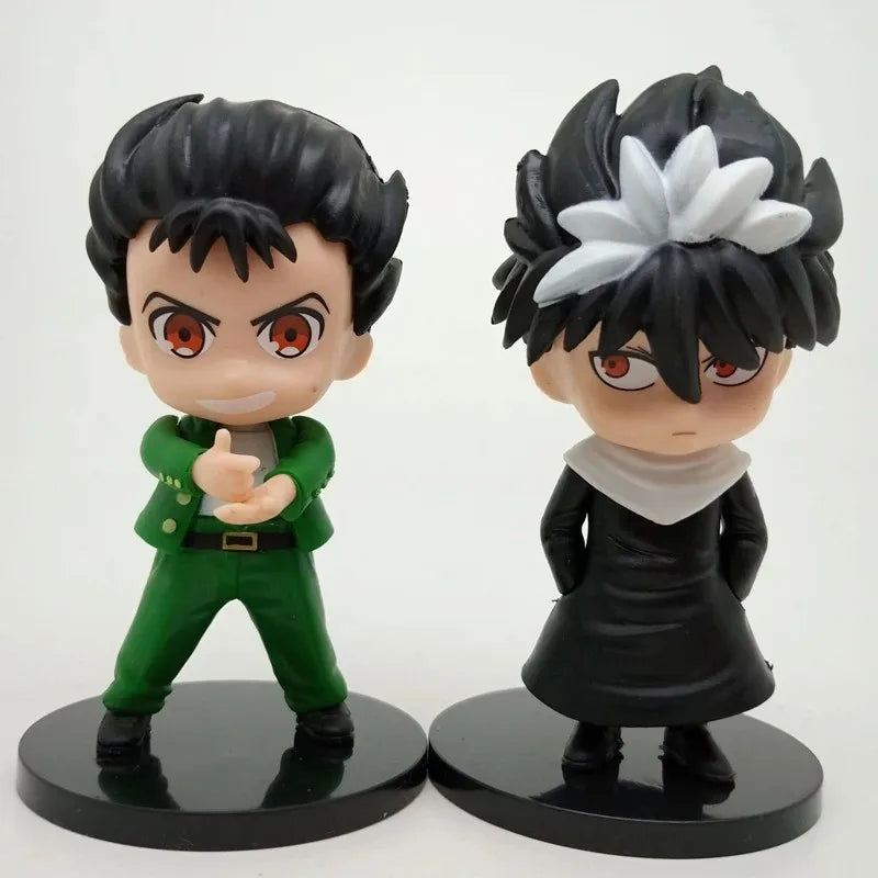 6pcs/Set Anime Figure YuYu Hakusho Yuusuke Urameshi Kurama Fleeting Shadow PVC Cute Q-version Model Children's Gift Toys 9-11CM