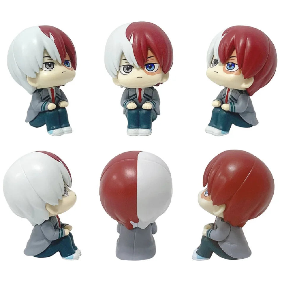Q Version My Hero Academia Midoriya Izuku Katsuki Mini Figure Anime Periphery Kawaii Sitting Toy Desktop Car Ornament Model Gift