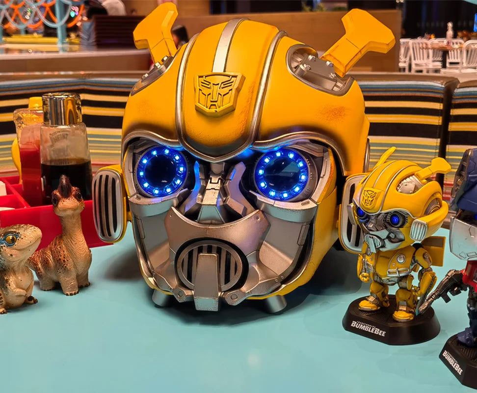 Kids Cos Bumblebee 1:1 Helmet  Anime Fiugre Wearable 1:1 Mask Transformers Chinese And English Voice Controlled Toy Model Gift