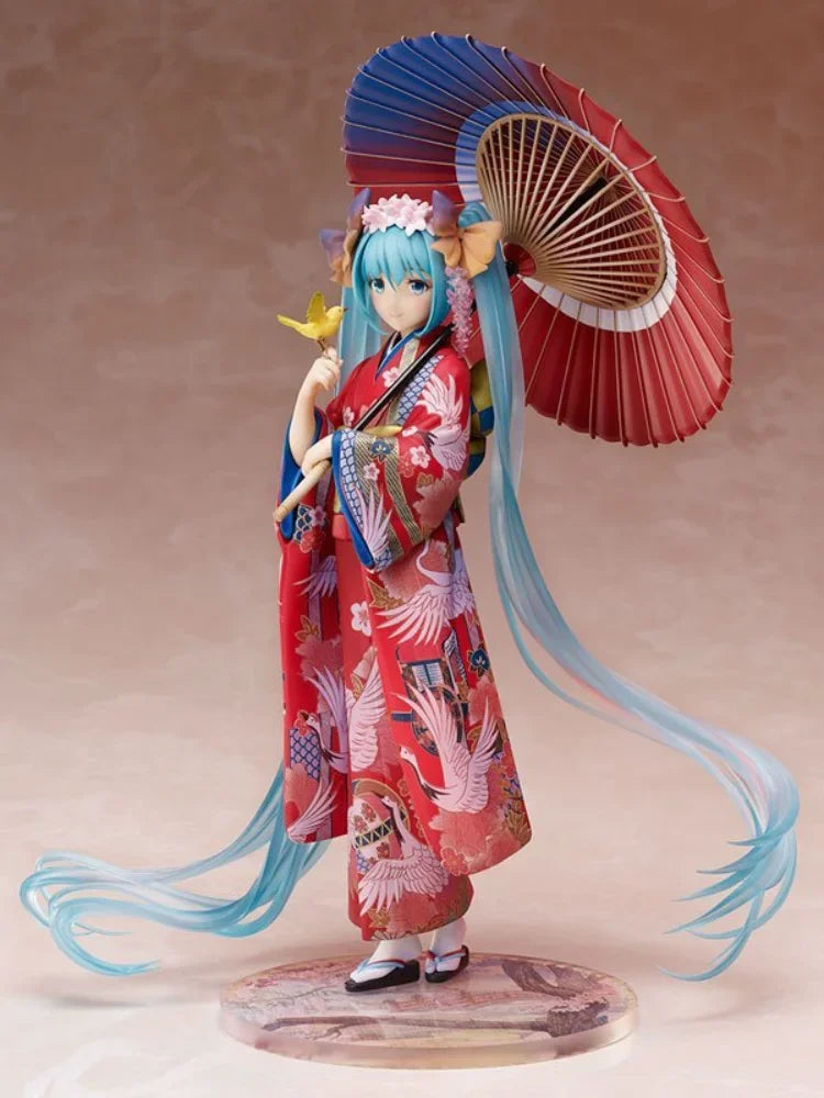 Hatsune Miku Family Anime Girl Figures Multi Color Bathrobe Kimono Action Figures Car Decoration Figurines Model Kids Toys Gift