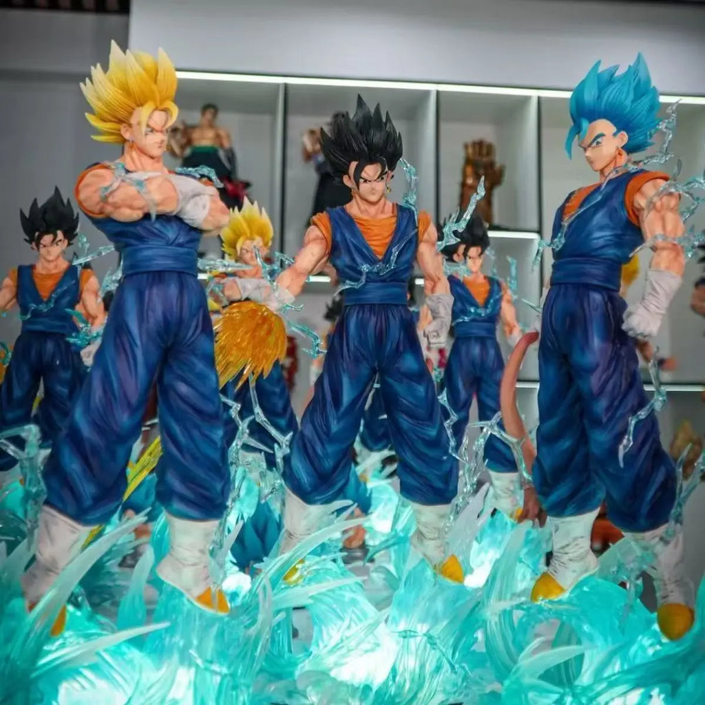 Jt Statue 38cm/14.96inch Dragon Ball Z Vegetto Figure 3 Heads Replace Super Saiyan Action Figures Collection Model Toys Gifts