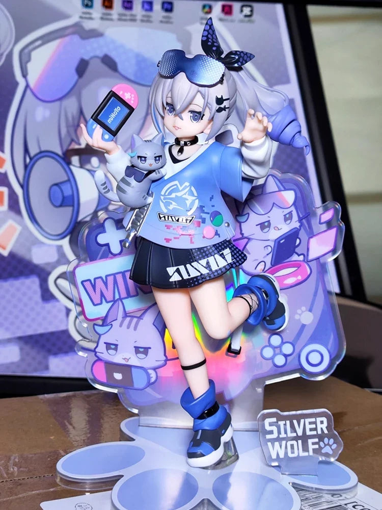 In Stock Genuine Mihoyo Ribose Rise Up + Series Honkai：Star Rail Sliver Wolf Tiny Cat Series Sliver Wolf Model Toy Birthday Gift