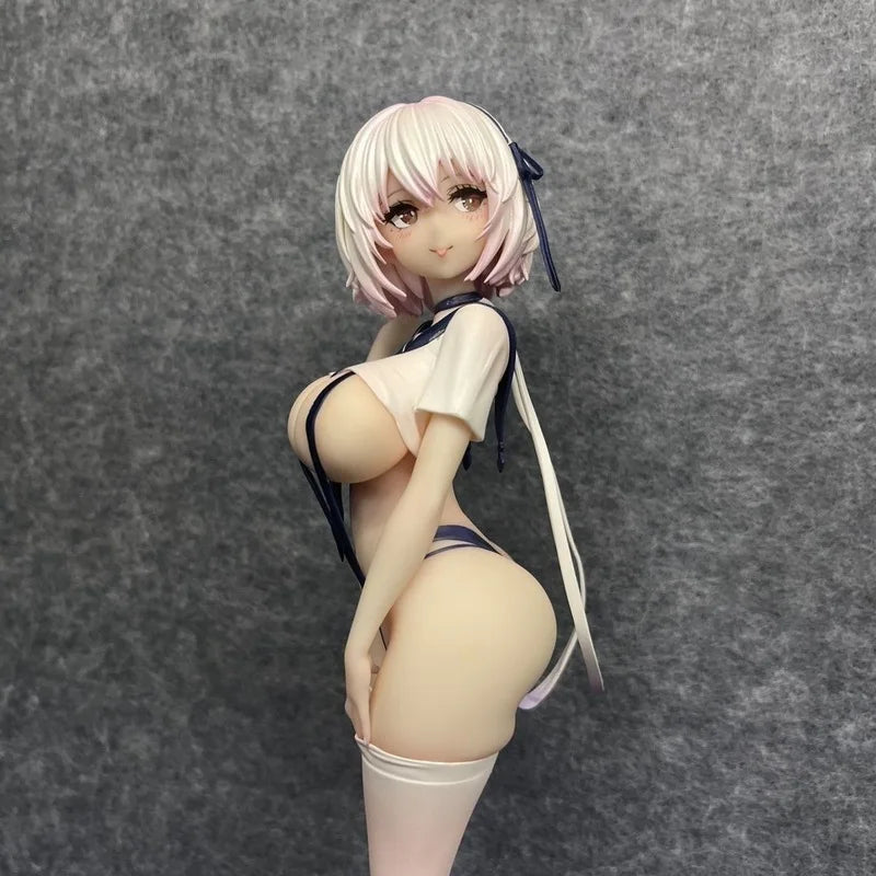 Silver-Haired Maid Sailor Figure - 1/7 Scale Anime Girl Gk Model With Thigh High Stockings, Naval-Themed Collectible Statue