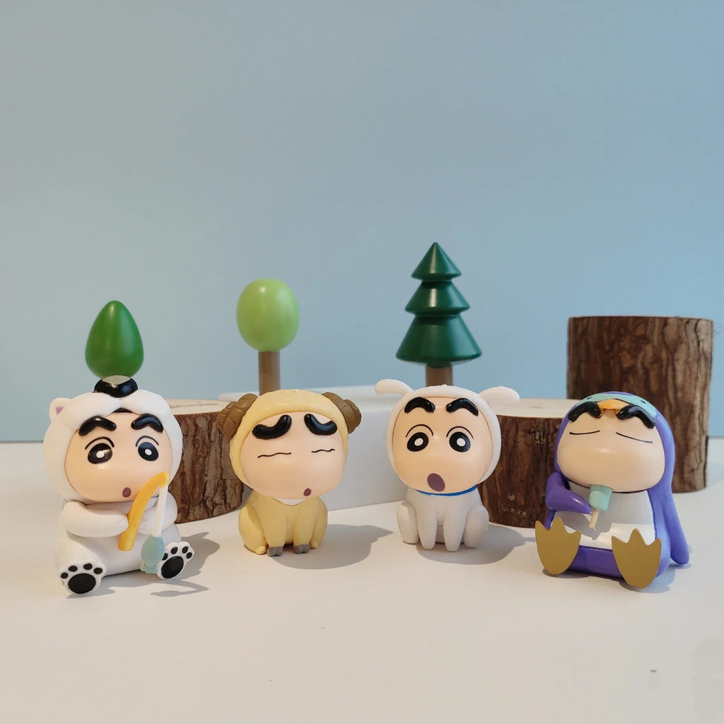 4pcs/Set Crayon Shin Chan Anime Figure 6cm Q Version Kawaii Collectibles Model Toys Doll Christmas Gifts for Children